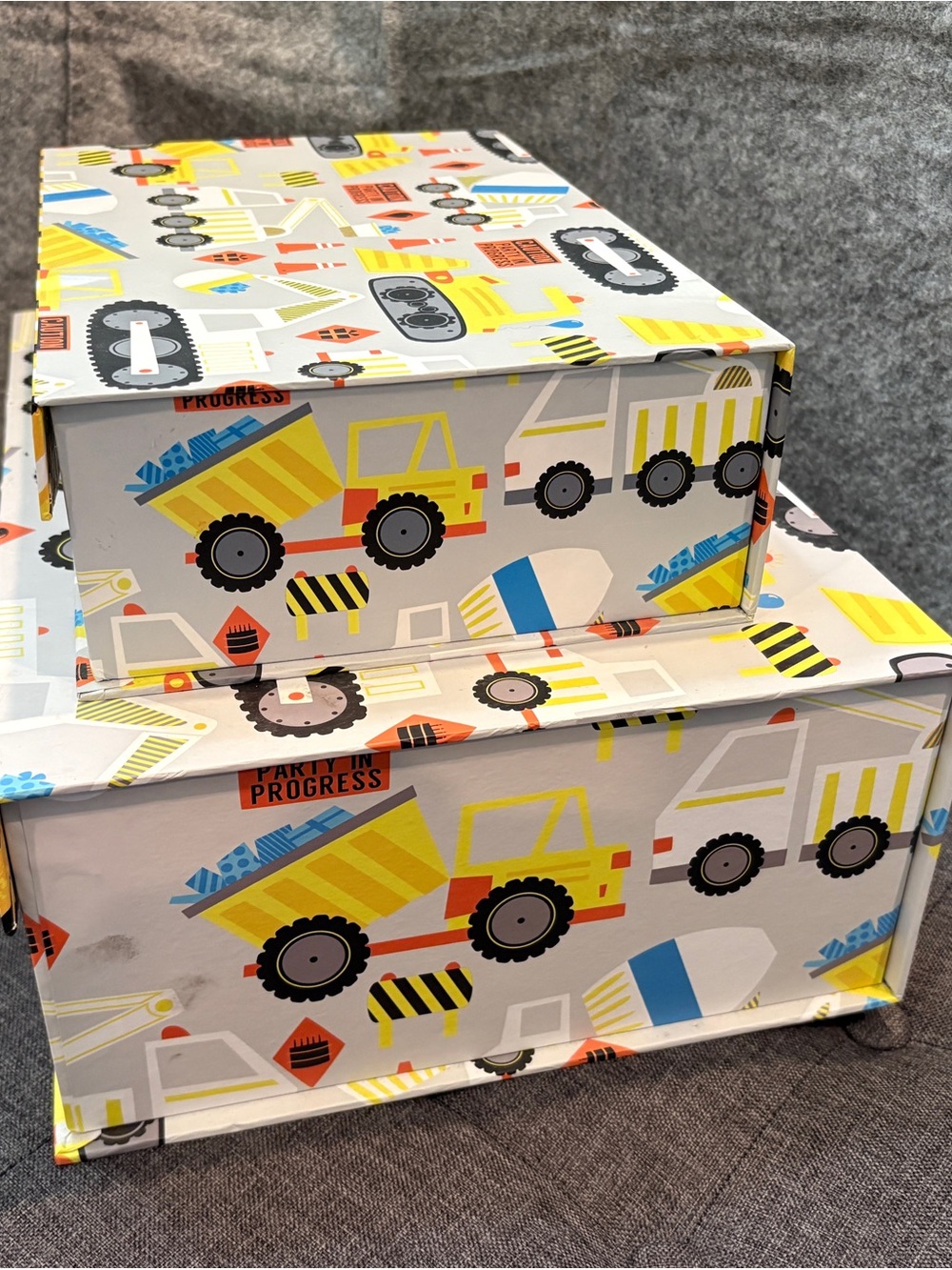 Construction Truck Kids Storage Box - Yellow White